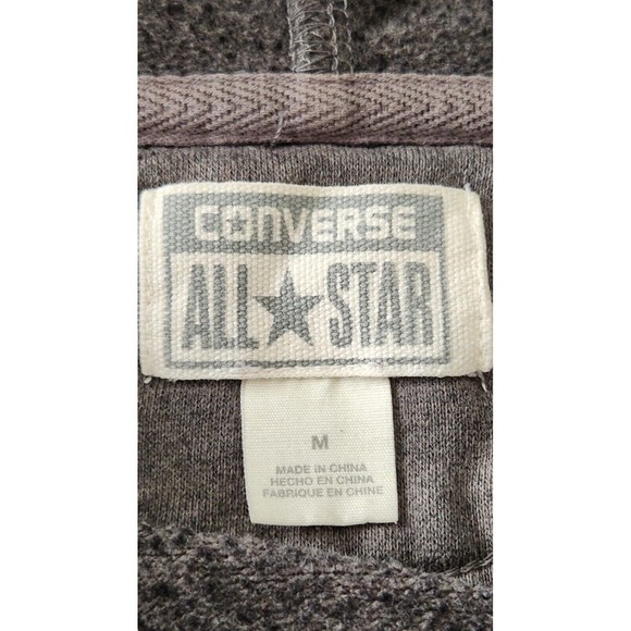 Converse All Star Hoodie Women’s Size Medium Gray Cotton Long Sleeve Full Zipper - Picture 3 of 8